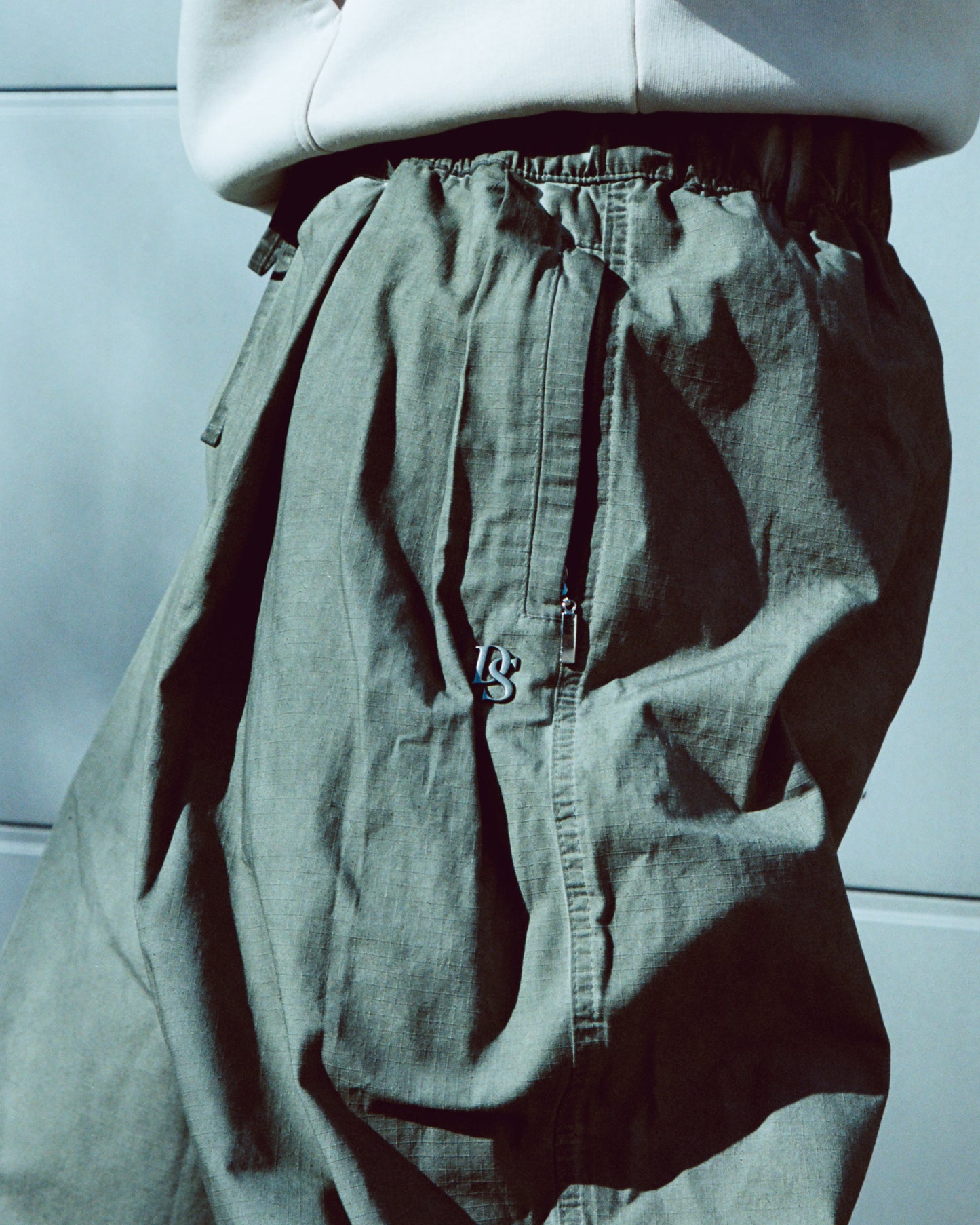 ''Washed Olive'' Pleated Ripstop Pant