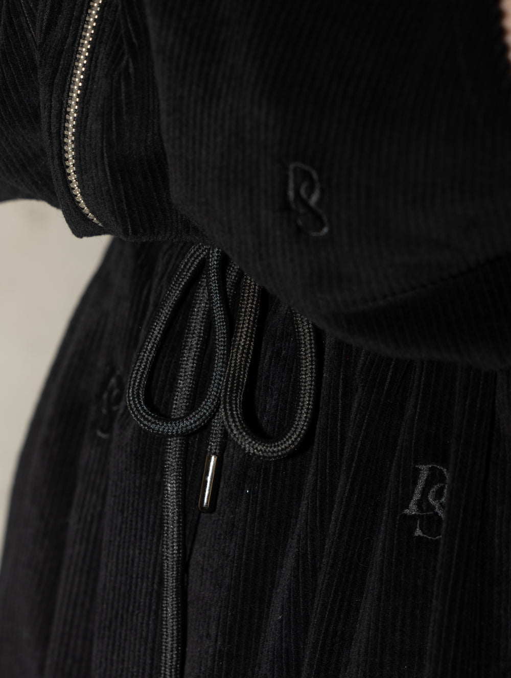 Black Corduroy  Zipper Jacket