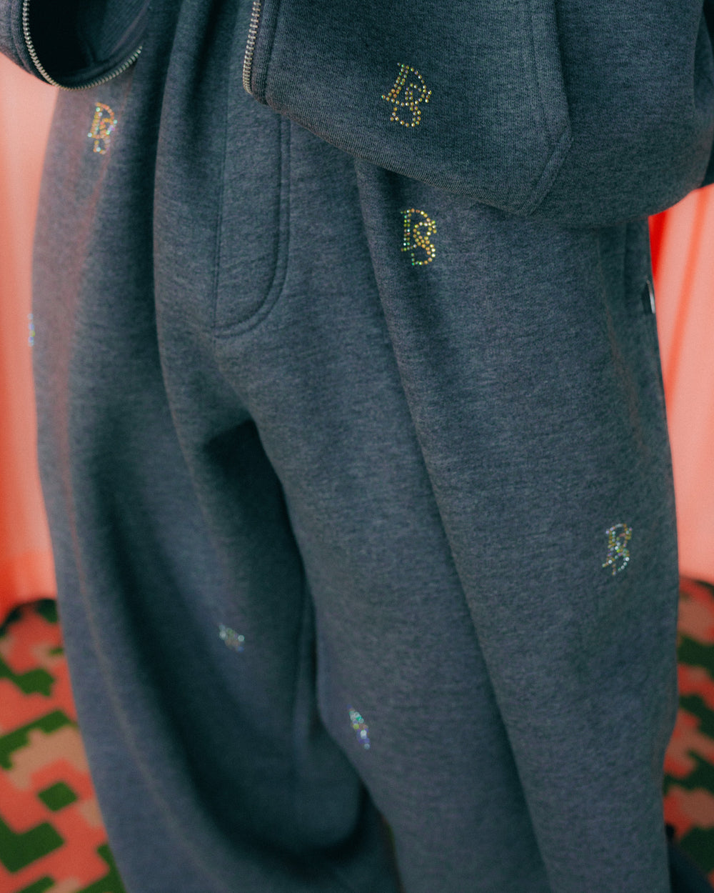 Heavyweight Grey Sweatpants ''ds rhinestones''