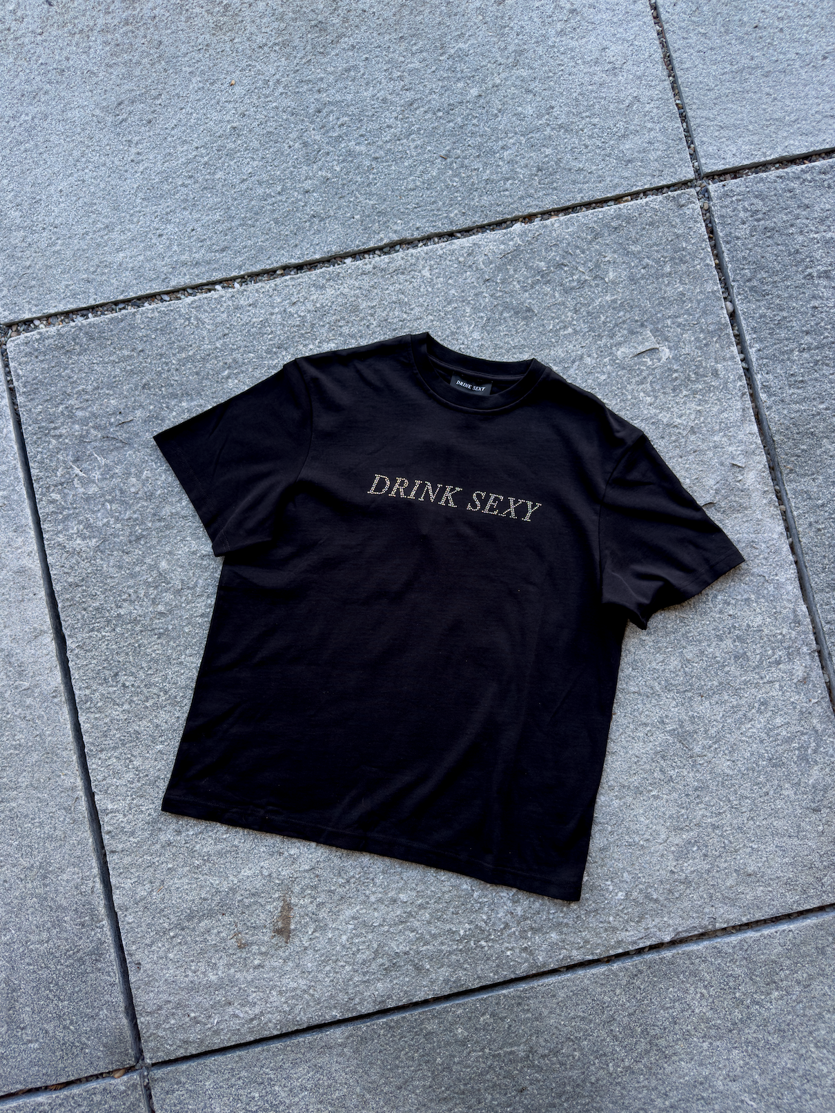 Black Heavyweight ''Drink Sexy Rhinestones'' T