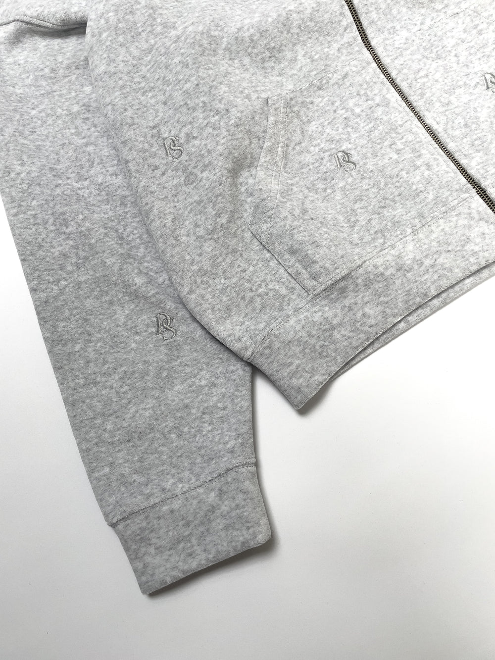 Grey Crushed Velvet Hoodie