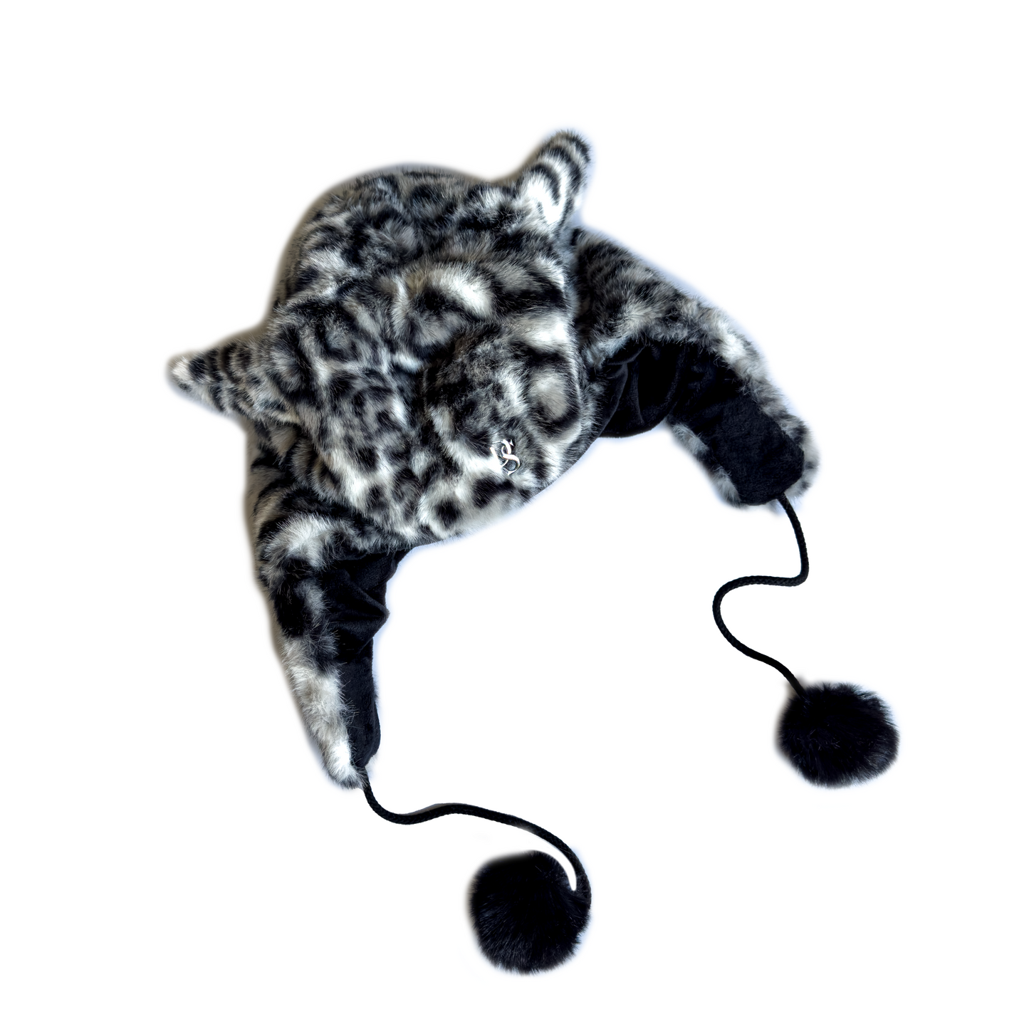 Faux Fur Jaguar Beanie ''White&black''