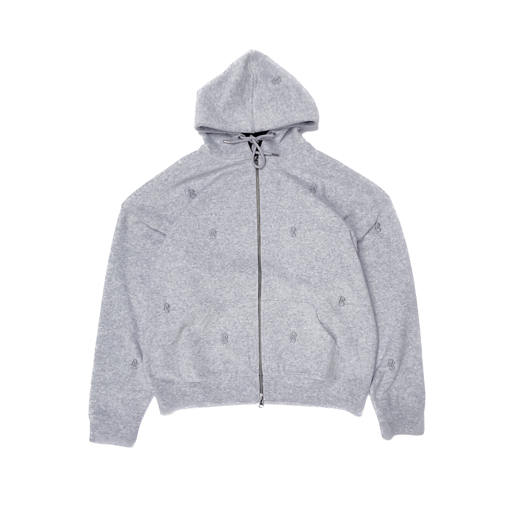 Grey Crushed Velvet Hoodie