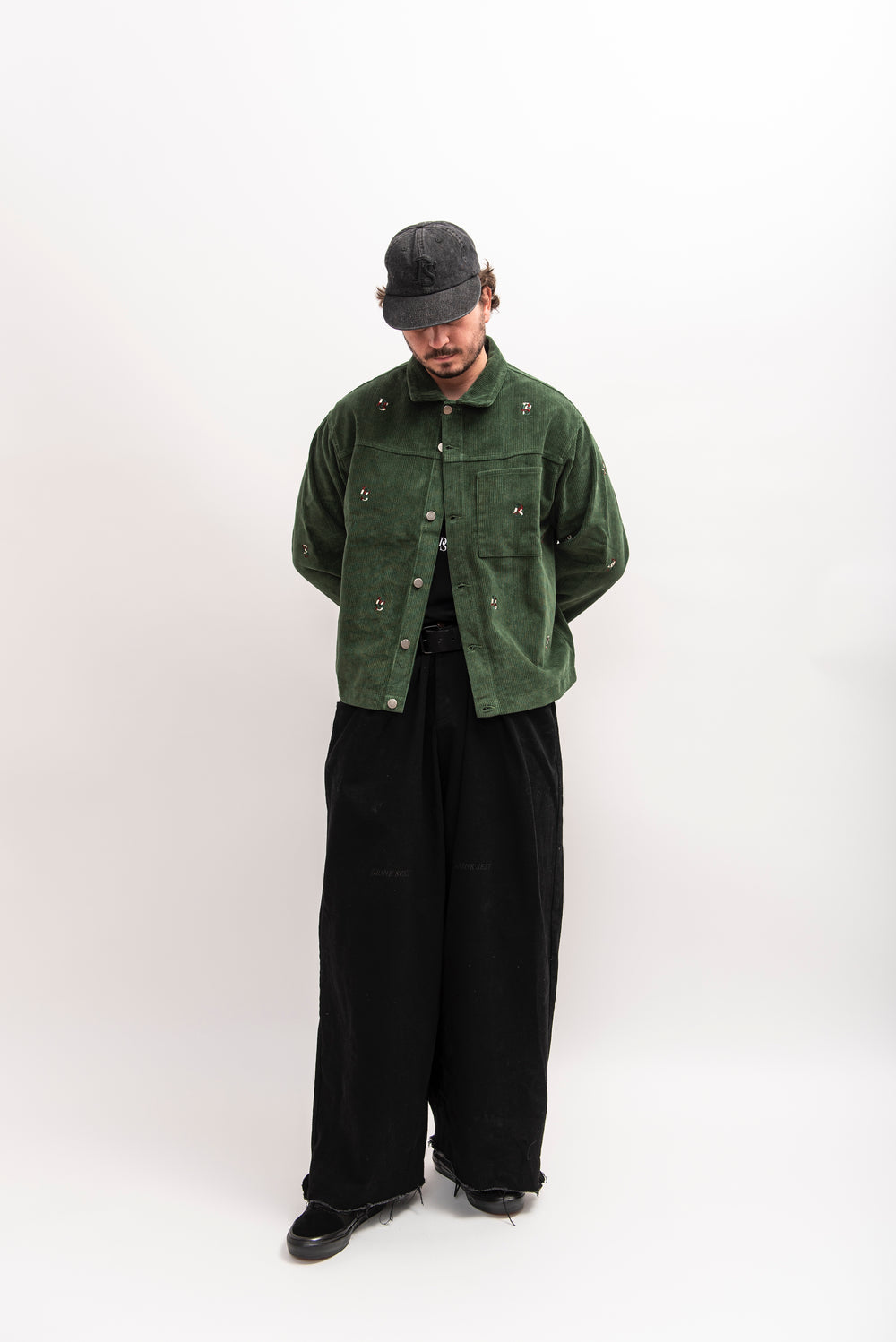 Dark Green Cords Light Jacket ''Overall DS Embroideries''