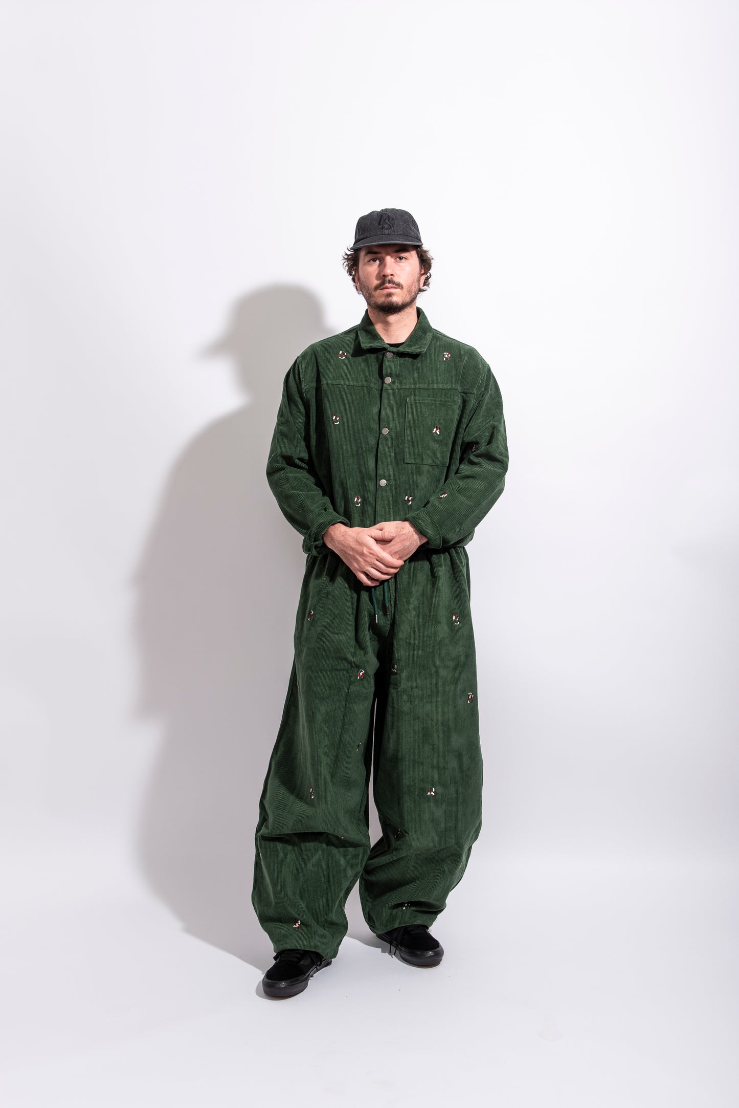 Dark Green Cords Pant ''Overall DS Embroideries''