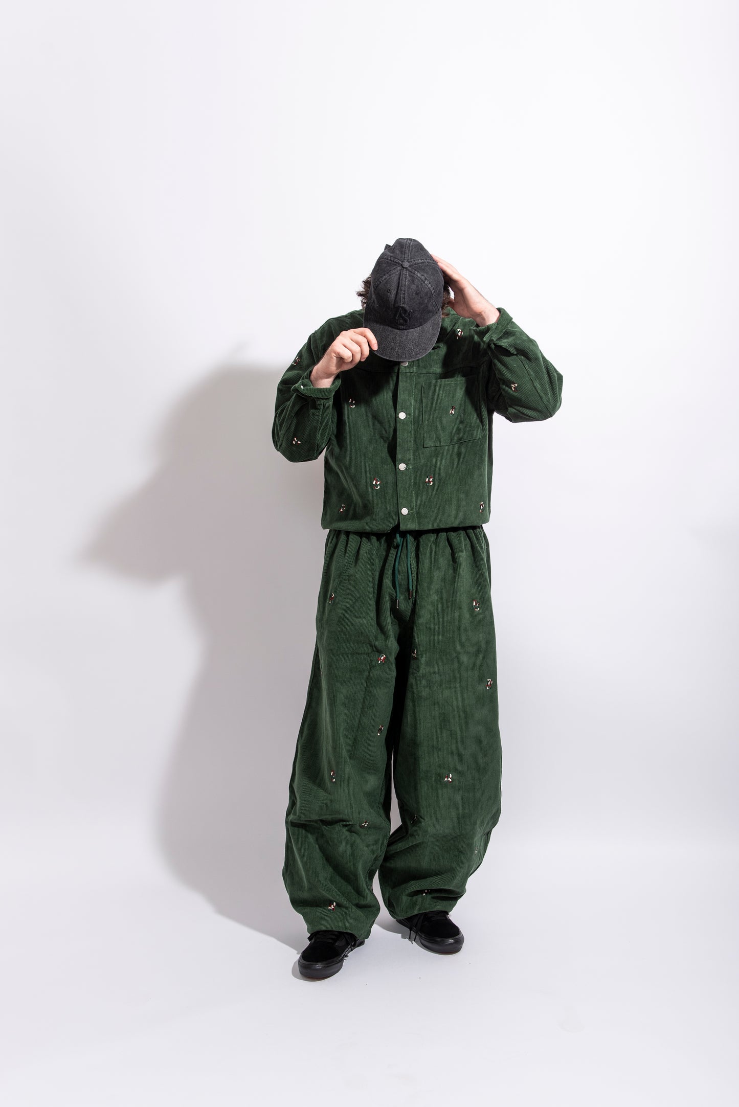 Dark Green Cords Light Jacket ''Overall DS Embroideries''