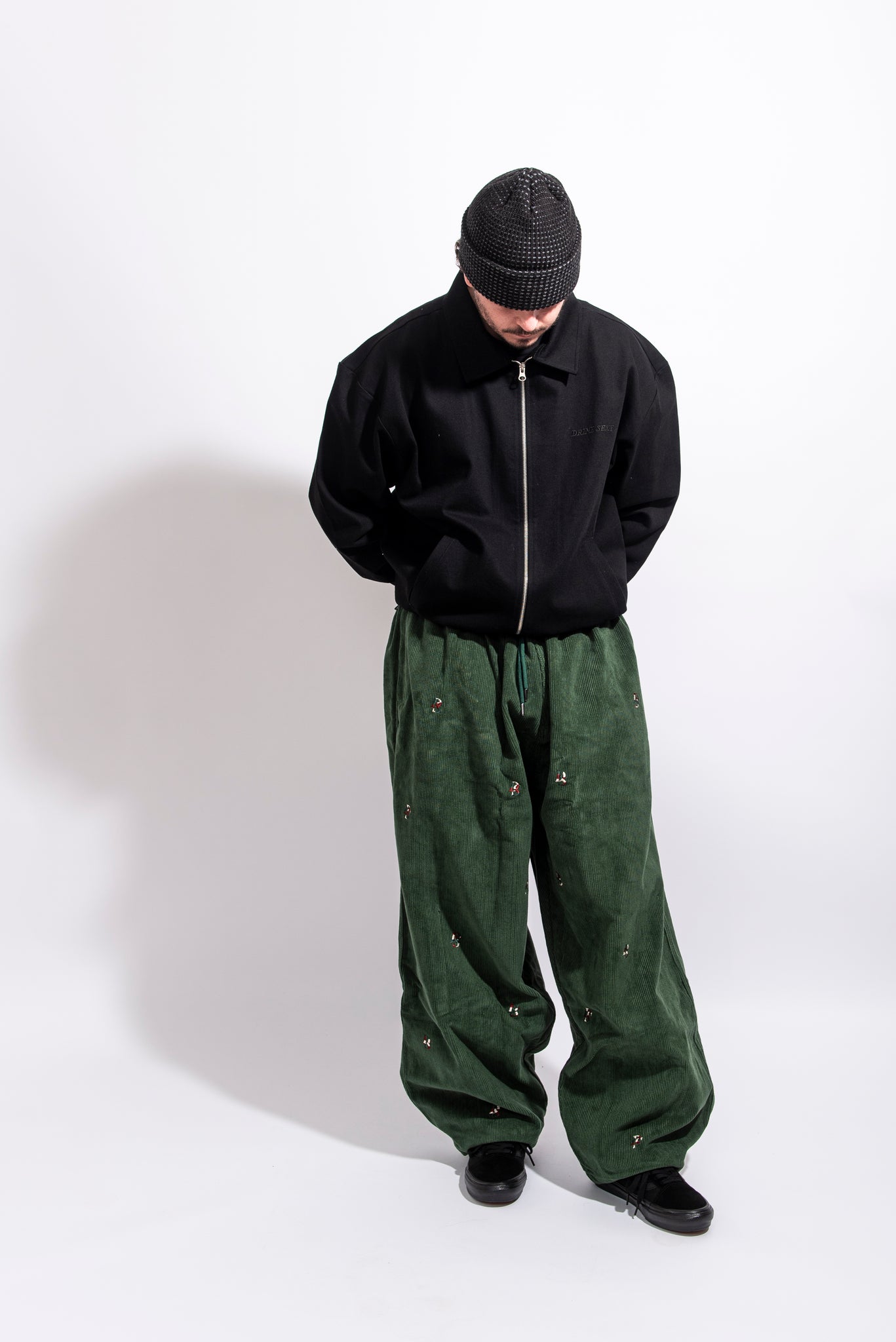 Dark Green Cords Pant ''Overall DS Embroideries'' – DRINK SEXY