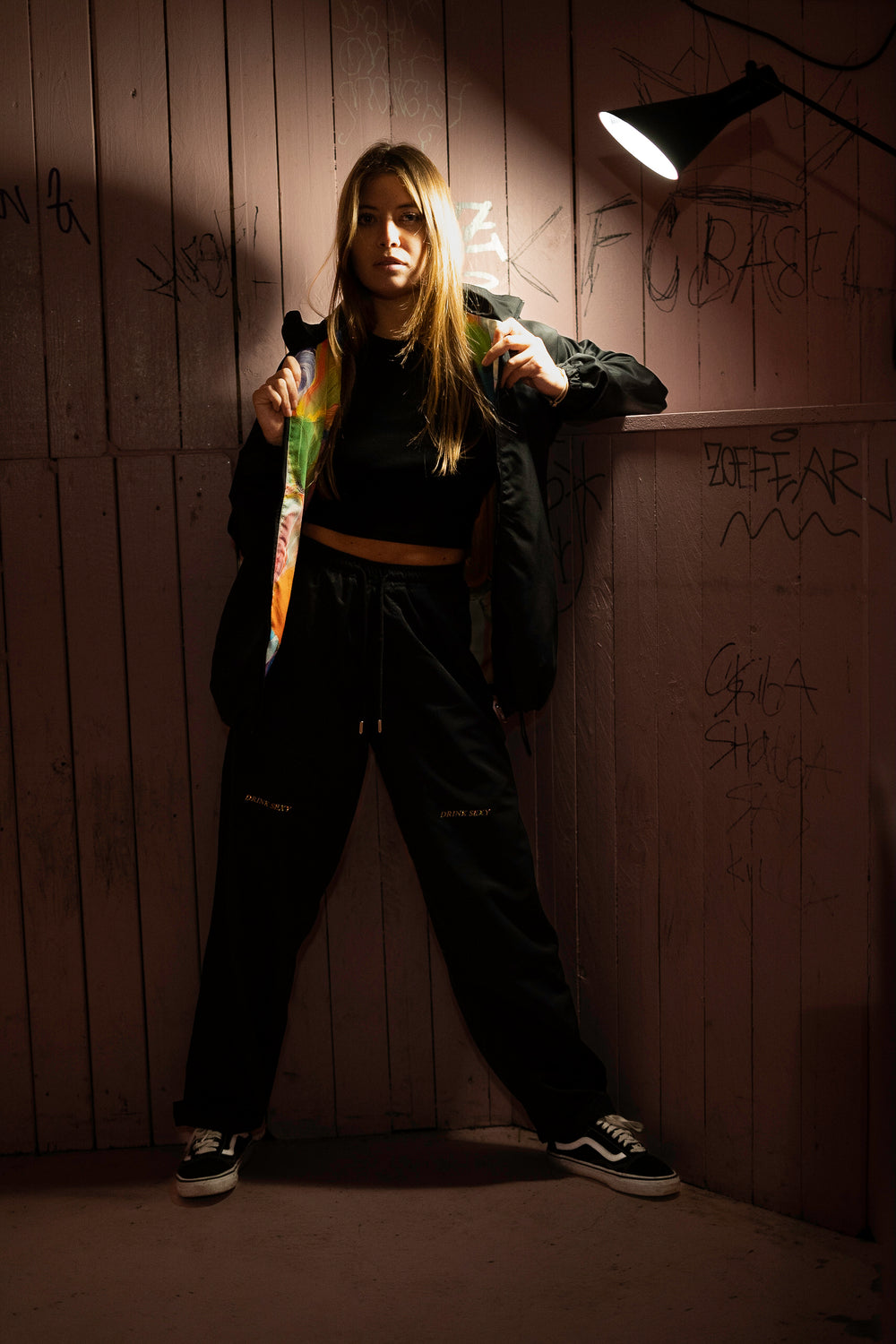 Black Joggers ''Shiny Diamond Prints''