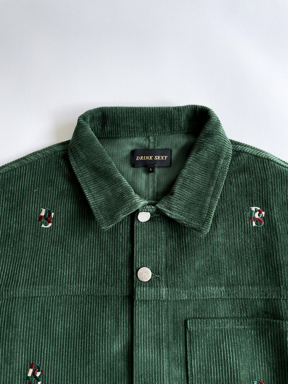 Dark Green Cords Light Jacket ''Overall DS Embroideries''