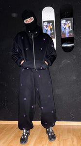Black Sweatpants ''Shiny Purple DS Embroideries''