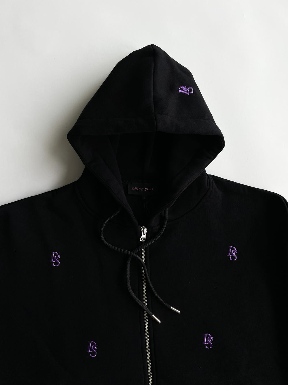 Black Zipper Hoodie ''Overall purple ds embroideries''