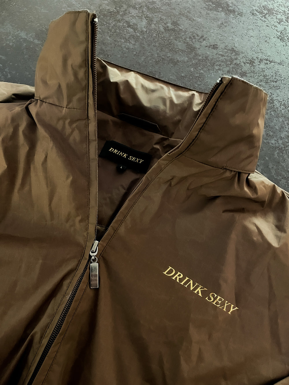 Brown Winter Jacket ''Shiny Gold Print''