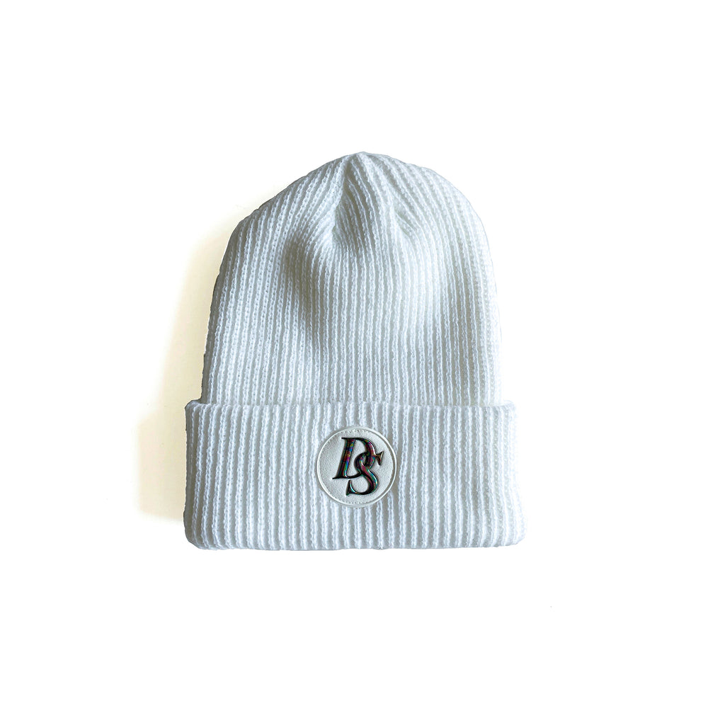 White WaffleGrid Beanie